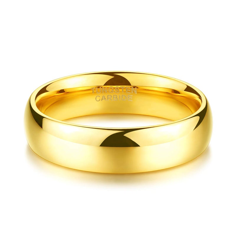 TRUMIUM 6mm 24k Gold Plated Tungsten Ring Wedding Band High Polished Domed Comfort Fit Size 10.5 - Image 3